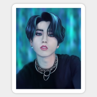 Han Jisung with blue hair, stray kids Sticker